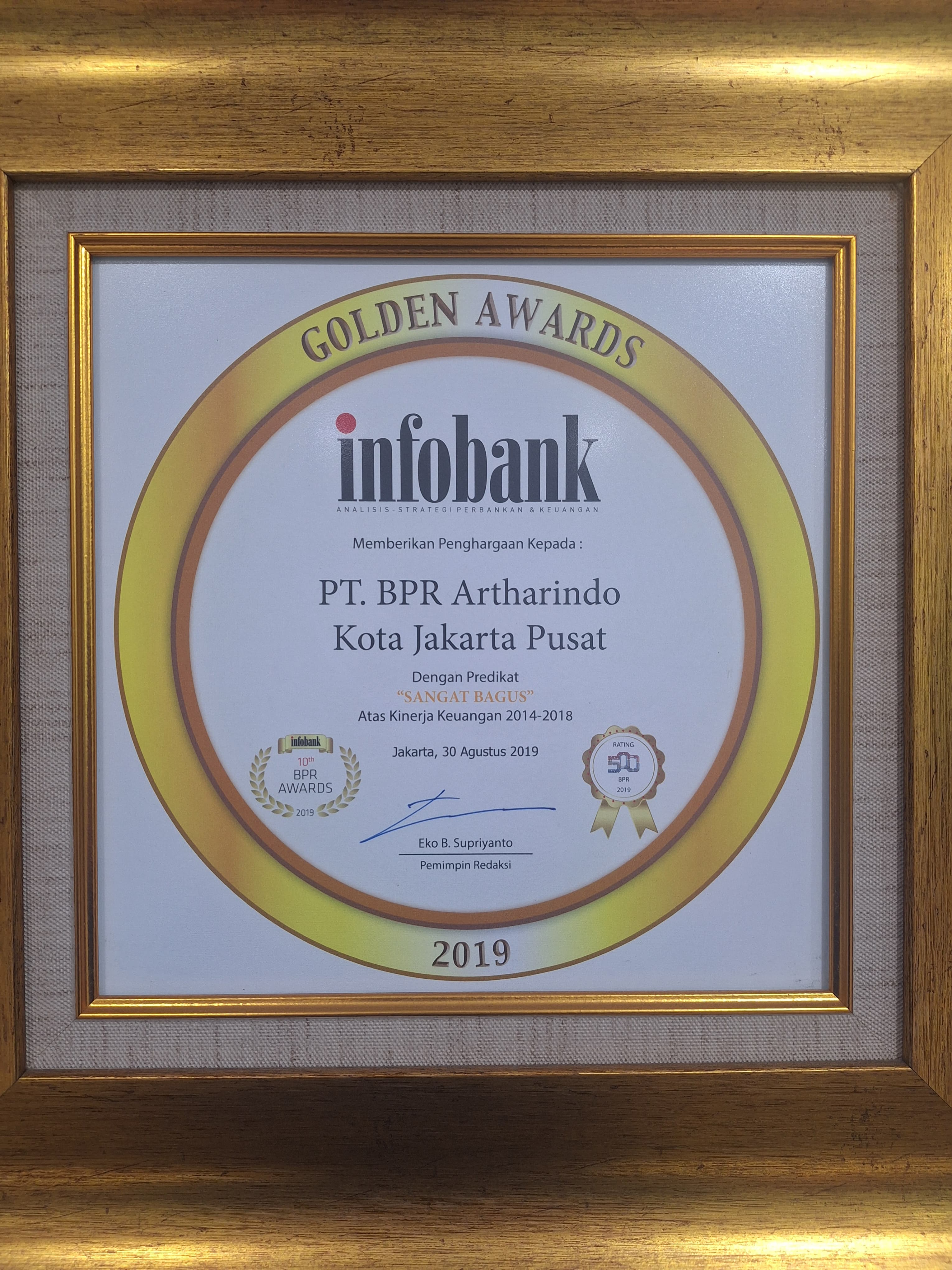 Predikat Sangat Bagus atas kinerja keuangan pada tahun 2014-2018